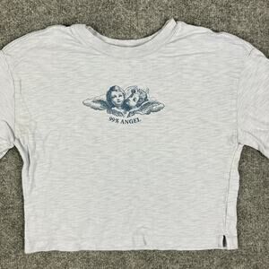 GAP Teen Crop T-Shirt Girls Size 18-20 White 99% Angel Graphic Short Sleeve Y2K